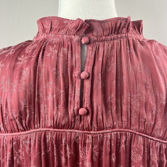 Current Air Pink Shirred Ruffle Elastic Waist Blouse Size M Pleated - Picture 12 of 16